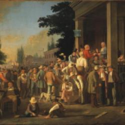 10. Elezioni: comunità maschile in festa, 1852. George Caleb Bingham, The County Election (1851–52). St. Louis Art Museum, St. Louis, Missouri.
