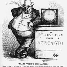 28. Chi conta davvero i voti? Il corpo del boss, 1871. Thomas Nast, Boss Tweed: In Counting there is Strength, in «Harper's Weekly» (October 7, 1871). Library of Congress Prints and Photographs Division, Washington, D.C.